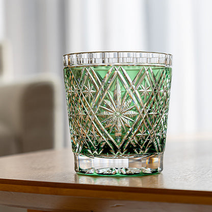 カガミクリスタル | 江戸切子 ロックグラス 菱花 青 T787-3032-CGR 伝統工芸士 篠崎英明