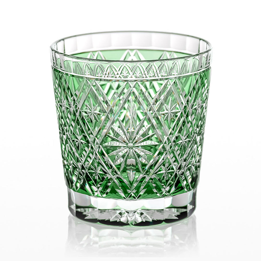 カガミクリスタル | 江戸切子 ロックグラス 菱花 青 T787-3032-CGR 伝統工芸士 篠崎英明
