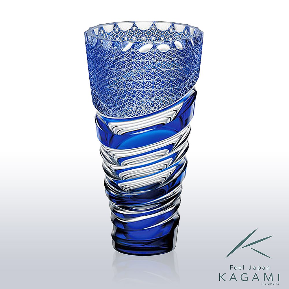 カガミクリスタル KAGAMI | 江戸切子 花器 泉光 F486-2717-CCB 伝統工芸士 鍋谷聰