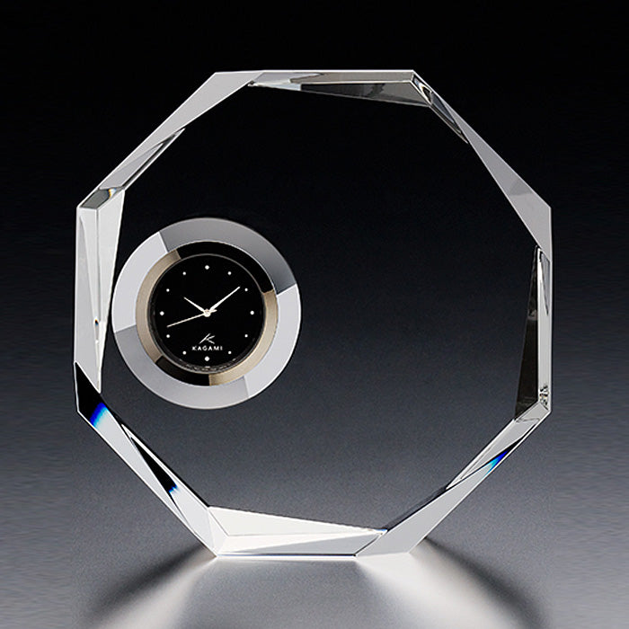 カガミクリスタル ガラス クロック 時計 Q727 | 名入れ メッセージ 名前入り