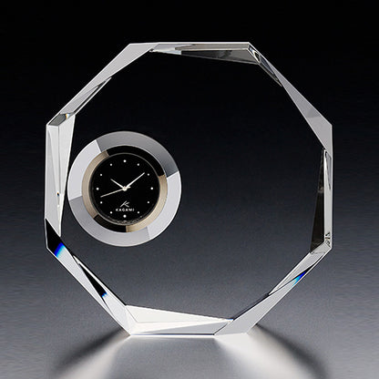 カガミクリスタル ガラス クロック 時計 Q727 | 名入れ メッセージ 名前入り