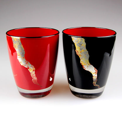 会津塗 / ガラス漆グラス雲錦 ( ペア / 蒔絵 / 斉藤恒緒 )