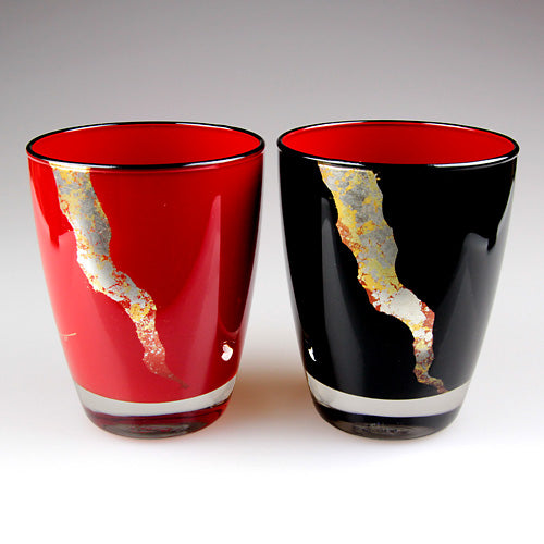 会津塗 / ガラス漆グラス雲錦 ( ペア / 蒔絵 / 斉藤恒緒 )