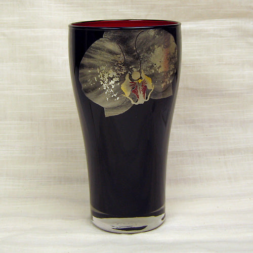 会津塗 / ガラス漆グラス420 ( 黒 / 蒔絵 / 斉藤恒緒 )