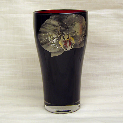 会津塗 / ガラス漆グラス420 ( 黒 / 蒔絵 / 斉藤恒緒 )