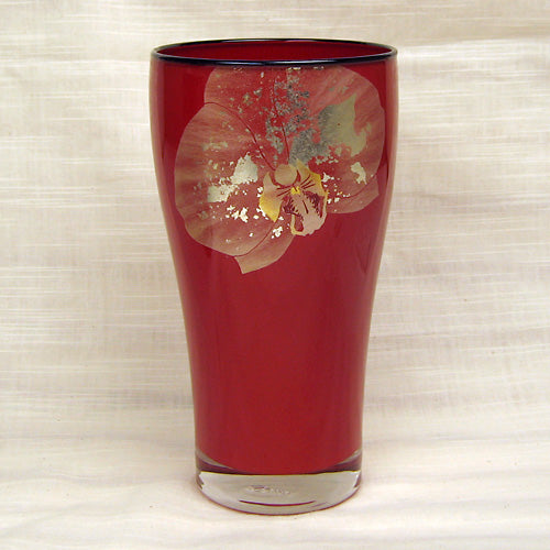 会津塗 / ガラス漆グラス420 ( 赤 / 蒔絵 / 斉藤恒緒 )