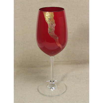 会津塗 / ガラス漆ワイン425 ( 赤 / 蒔絵 / 斉藤恒緒 )