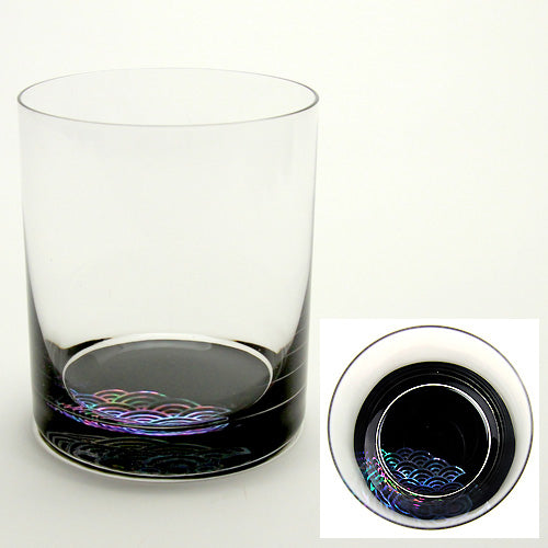 天野漆器 / 螺鈿入ガラス漆 ロックグラス ( 青海波 / 貝入 )