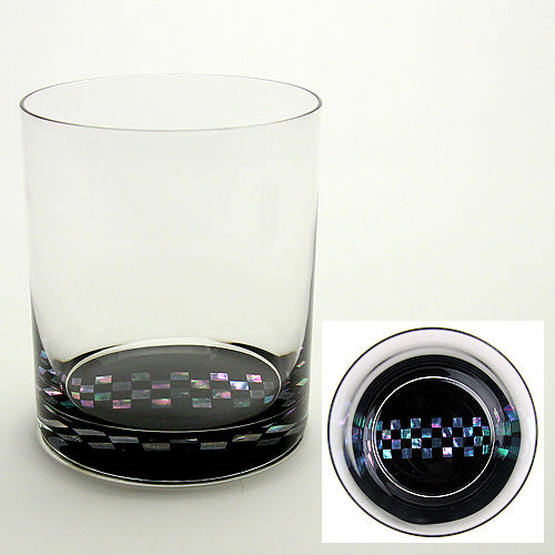 天野漆器 / 螺鈿入ガラス漆 ロックグラス ( 市松 / 貝入 )