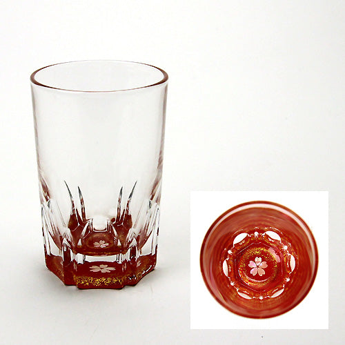 天野漆器 / 螺鈿入ガラス漆 ショットグラス ( 金桜 朱 / 貝入 )