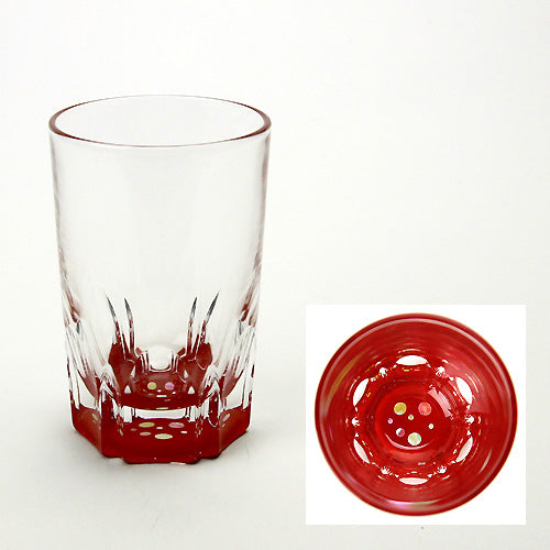 天野漆器 / 螺鈿入ガラス漆 ショットグラス ( 水玉 朱 / 貝入 )