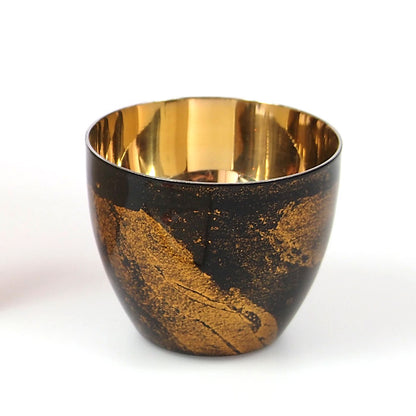 匠の技のコラボ 漆磨 シーマ | ぐい呑みダブル 内金メッキ 黒 ビャクダン