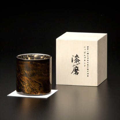 匠の技のコラボ 漆磨 シーマ | 白檀 ２重構造 ロックカップ ストレート 黒 | 名入れ