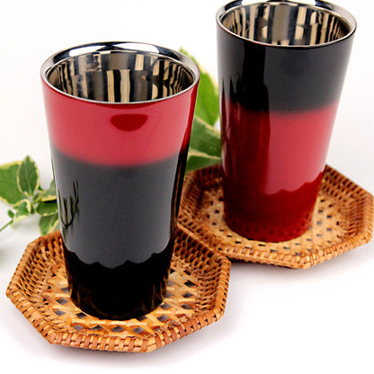 匠の技のコラボ 漆磨 シーマ | カップ ２重構造ストレート 伝統工芸士 荒川文彦作 | 赤彩