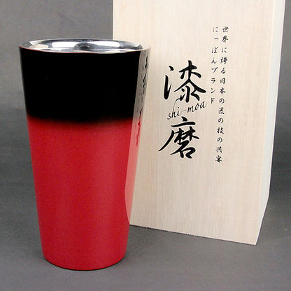 匠の技のコラボ 漆磨 シーマ | カップ ２重構造ストレート 伝統工芸士 荒川文彦作 | 赤彩