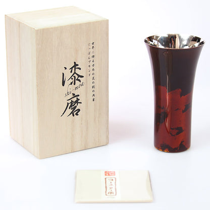 匠の技のコラボ 漆磨 シーマ | カップ シングルＬ 赤 金箔華切り回し 伝統工芸士作 | ネーム入