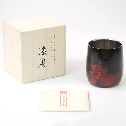 匠の技のコラボ 漆磨 シーマ | カップ ２重構造 ダルマ 黒 金箔華切り回し 伝統工芸士作