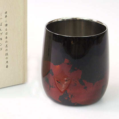 匠の技のコラボ 漆磨 シーマ | カップ ２重構造 ダルマ 黒 金箔華切り回し 伝統工芸士作