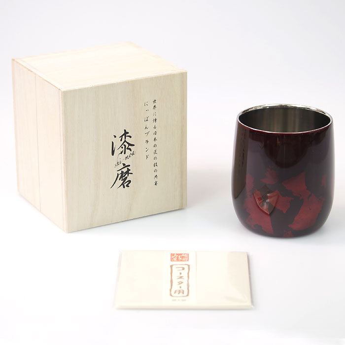 匠の技のコラボ 漆磨 シーマ | カップ ２重構造 ダルマ 赤 金箔華切り回し 伝統工芸士作 | ネーム入