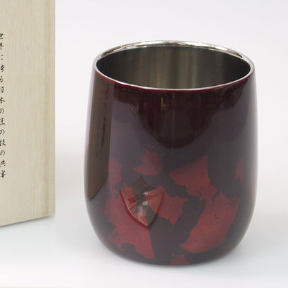 匠の技のコラボ 漆磨 シーマ | カップ ２重構造 ダルマ 赤 金箔華切り回し 伝統工芸士作