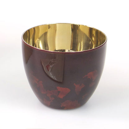 匠の技のコラボ 漆磨 シーマ | カップ ぐい呑みダブル 内金メッキ 赤 金箔華切り回し 伝統工芸士作