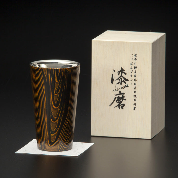 匠の技のコラボ 漆磨 シーマ | 和然檀 ２重構造 ストレートカップ 黒