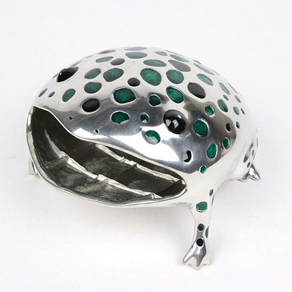 ( Loyfar ロイファー / ハンドクラフト / ピューター ) カードホルダー / カエル ( グリーン )