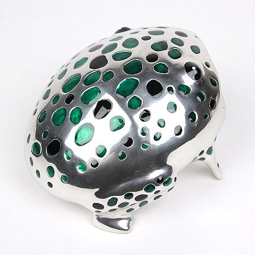 ( Loyfar ロイファー / ハンドクラフト / ピューター ) カードホルダー / カエル ( グリーン )