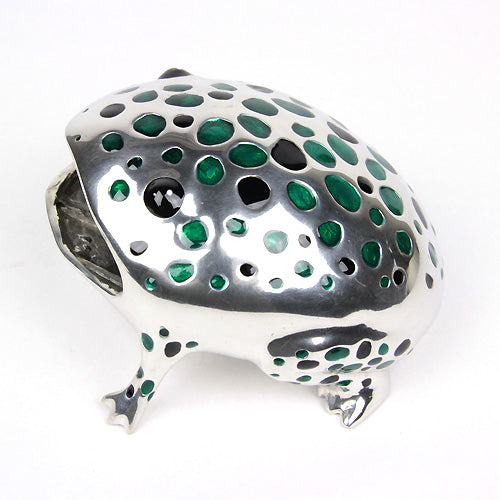 ( Loyfar ロイファー / ハンドクラフト / ピューター ) カードホルダー / カエル ( グリーン )