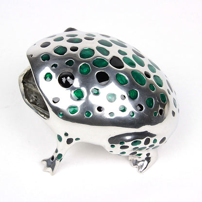 ( Loyfar ロイファー / ハンドクラフト / ピューター ) カードホルダー / カエル ( グリーン )