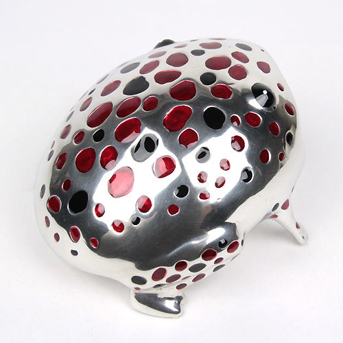 ( Loyfar ロイファー / ハンドクラフト / ピューター ) カードホルダー / カエル ( レッド )