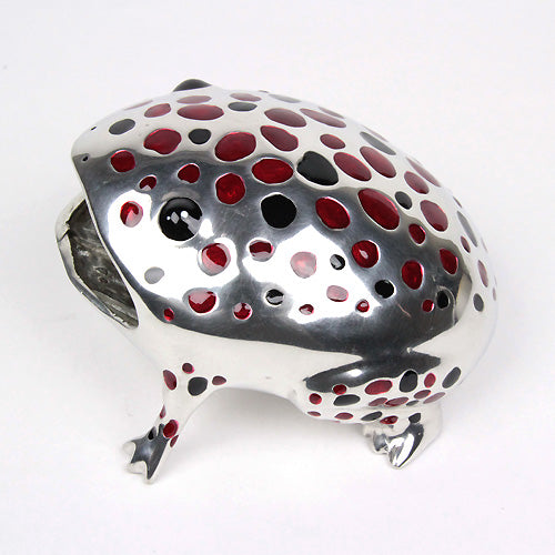 ( Loyfar ロイファー / ハンドクラフト / ピューター ) カードホルダー / カエル ( レッド )