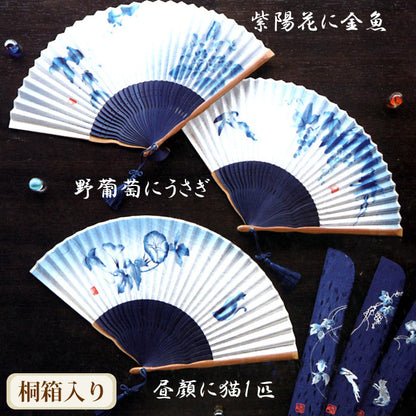 ( 舞扇堂 ) 高級扇子 / 夕涼み ( 女性向き / 桐箱入りギフトセット )