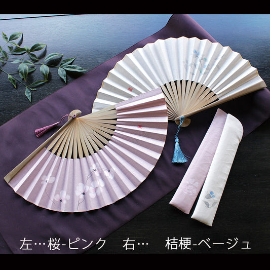( 舞扇堂 ) 手描き慶花 ( 女性向き / 桐箱入ギフトセット )