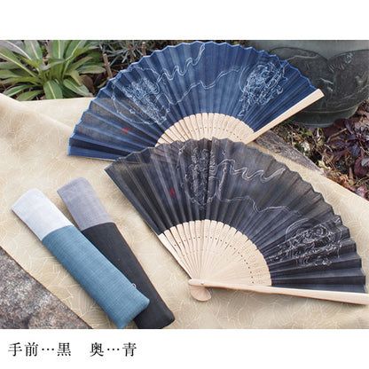 ( 舞扇堂 ) カジュアル扇子 / 風神雷神淡唐木 ( 男性向き / 扇子袋付きギフトセット )