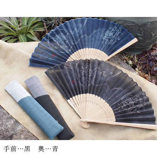 ( 舞扇堂 ) カジュアル扇子 / 風神雷神淡唐木 ( 男性向き / 扇子袋付きギフトセット )