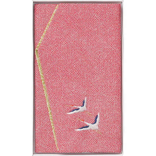 ( 生活雑貨 / ふくさ ) 洛北 / 刺繍入り金封ふくさ 赤鶴 ( 662-0076r )