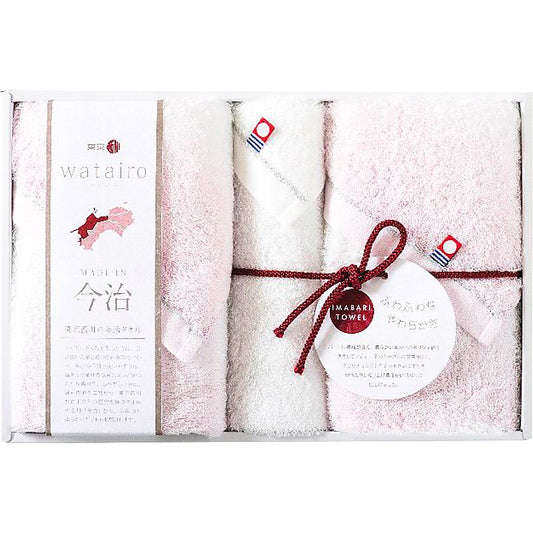 ( watairo / 今治タオル ) 今治わたいろ フェイスタオル2P＆ウォッシュタオル ピンク ( 662-0589r )