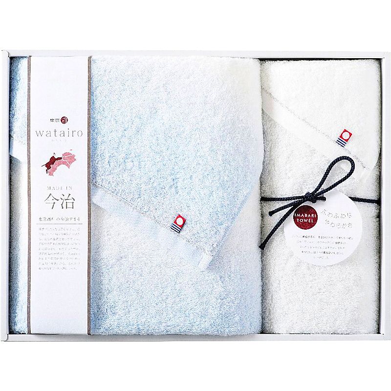( watairo / 今治タオル ) 今治わたいろ バスタオル＆フェイスタオル ブルー ( 662-0592r )