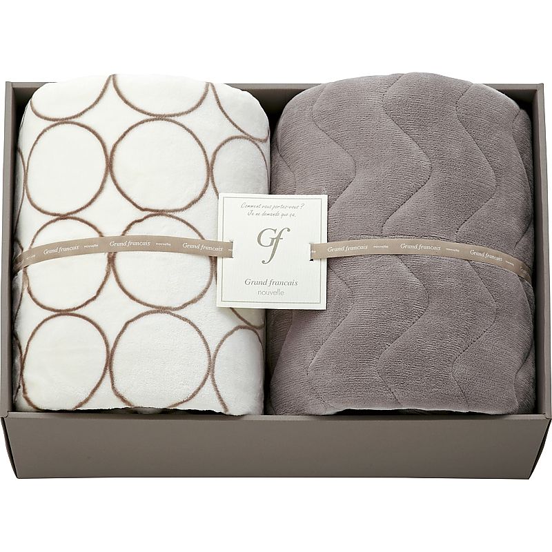 ( グランフランセヌーベル ) ハイソフトタッチマイヤー毛布＆吸湿発熱綿入り敷パット ( アイボリー )