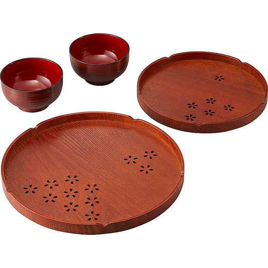 丸盆 桜 入子 レンジ椀2客付 ( 662-4194p )