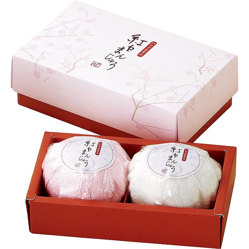 ※ご注文は3個以上～ 紅白まんじゅうハンドタオル2P ( 662-4355p )