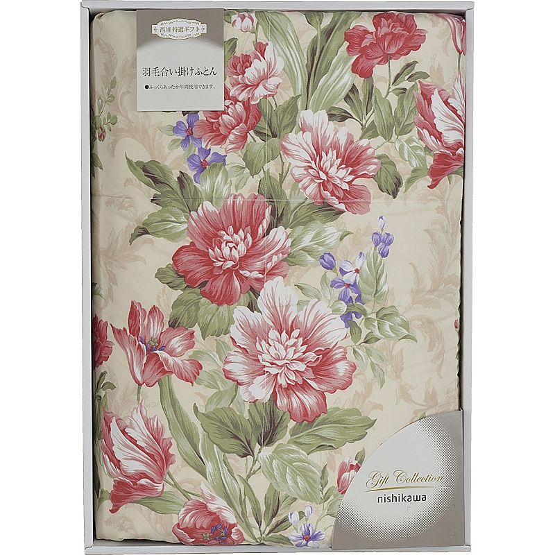 ( 西川 / ベローナ ) 羽毛合掛けふとん ( ピンク ) ( 662-4828p )