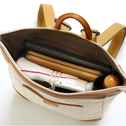 ( HaL / 倉敷産帆布×姫路レザー ) スクエアリュック ( 662-5014p )