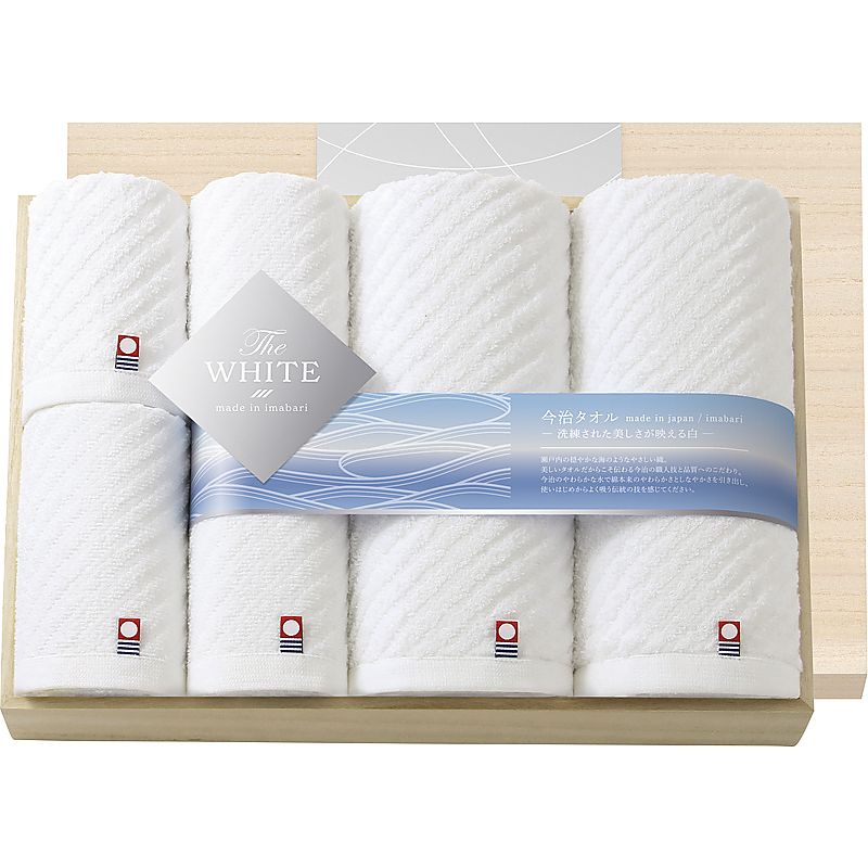 ( 今治 / ザ ホワイト ) 日本製 タオルセット（木箱入） ( 662-5298p )