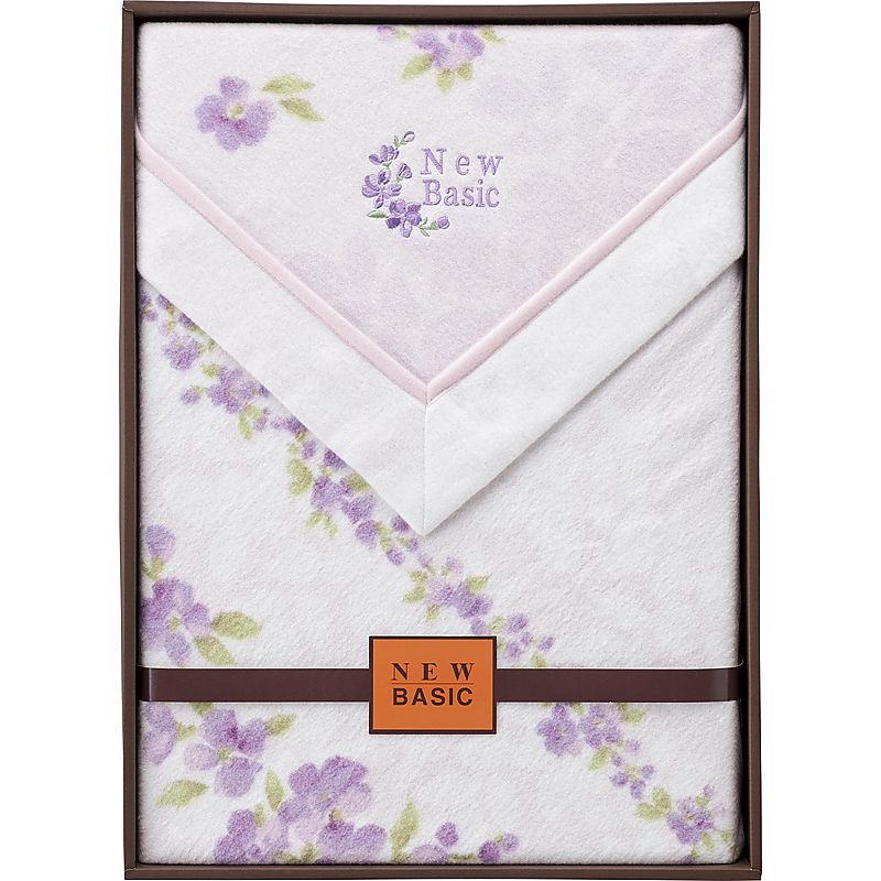 ( ニューベーシック ) 四方額付き綿毛布(毛羽部分) ( パープル ) ( 662-5622p )