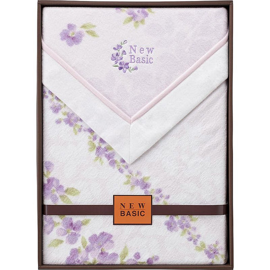 ( ニューベーシック ) 四方額付き綿毛布(毛羽部分) ( パープル ) ( 662-5622p )