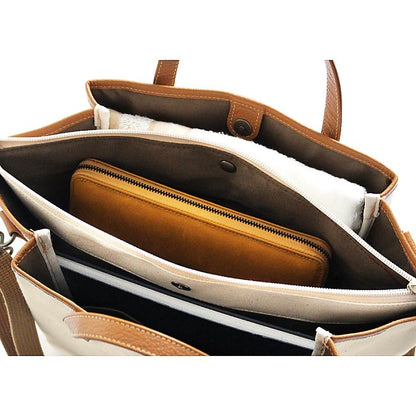 ( HaL / 倉敷産帆布×姫路レザー ) プリーツショルダーバッグ ( 662-6365p )