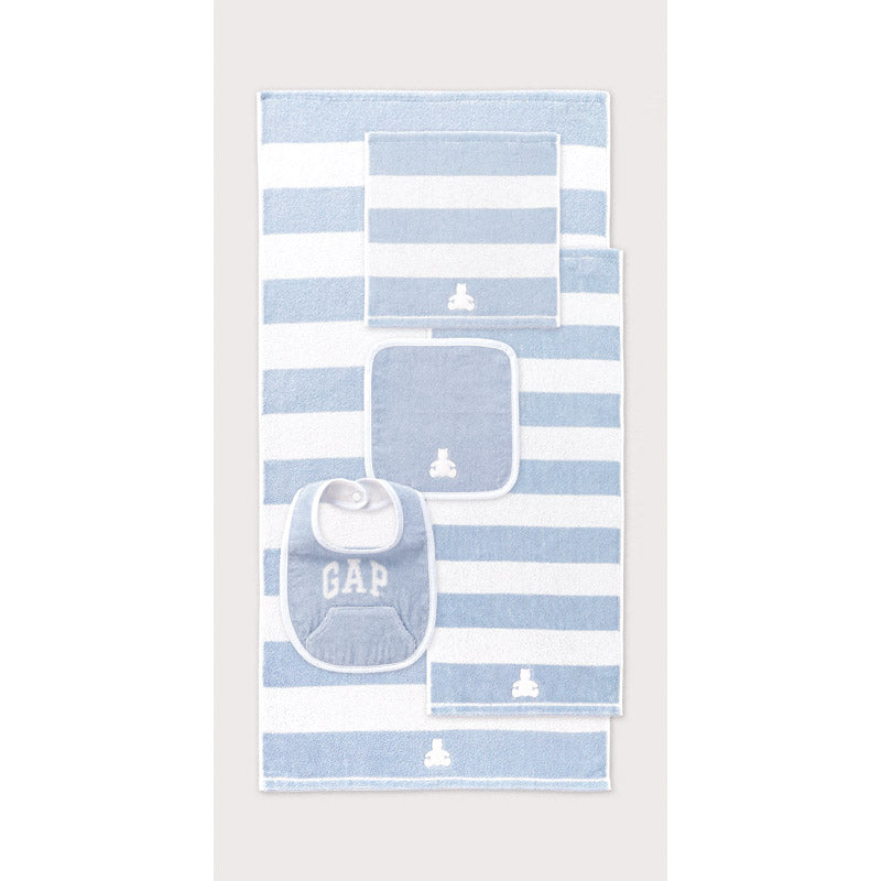 ( ベビー GAP / ボーダーベア ) ウォッシュタオル＆スタイ ( ブルー ) ( 662-6451p )