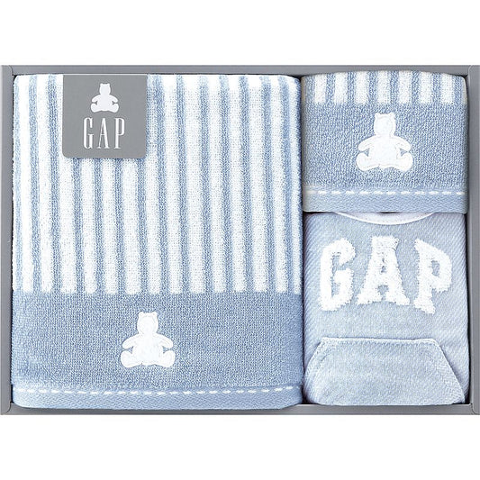 ( ベビー GAP / ストライプベア ) ミニバスタオル＆ウォッシュタオル＆スタイ ( ブルー ) ( 662-6457p )
